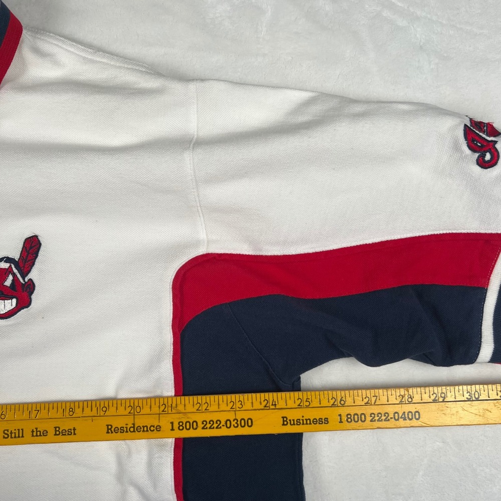 Vintage Lee Sport Cleveland Indians Polo Shirt Chief Wahoo MLB Mens XL White Red - Picture 6 of 9